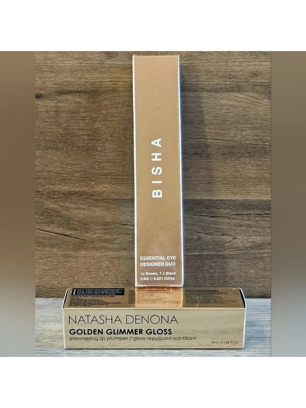Natasha Denona Golden Glimmer Gloss & BISHA Essential Eyeliner BLACK NEW
